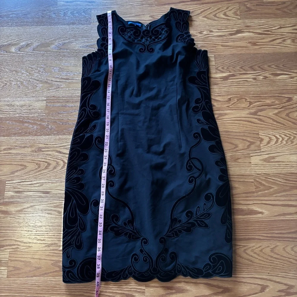 RSVP by Talbots Black Scalloped Cutout Dress Sz 16 Velvet Sleeveless Cocktail - Picture 10 of 13